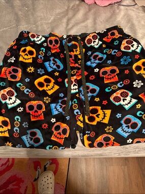 Disney Black Multicolor Sugar Skull Pajama Shorts